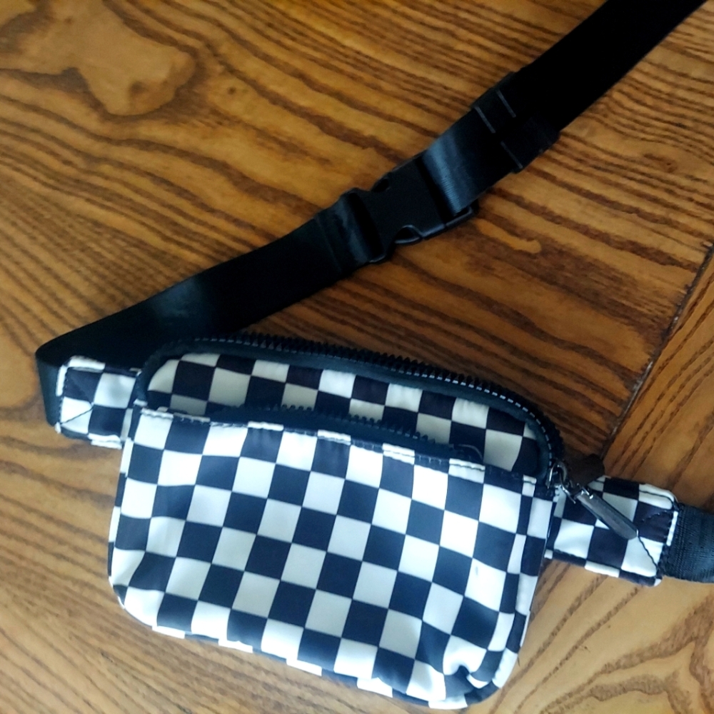Checkered Black and White Crossbody Bag